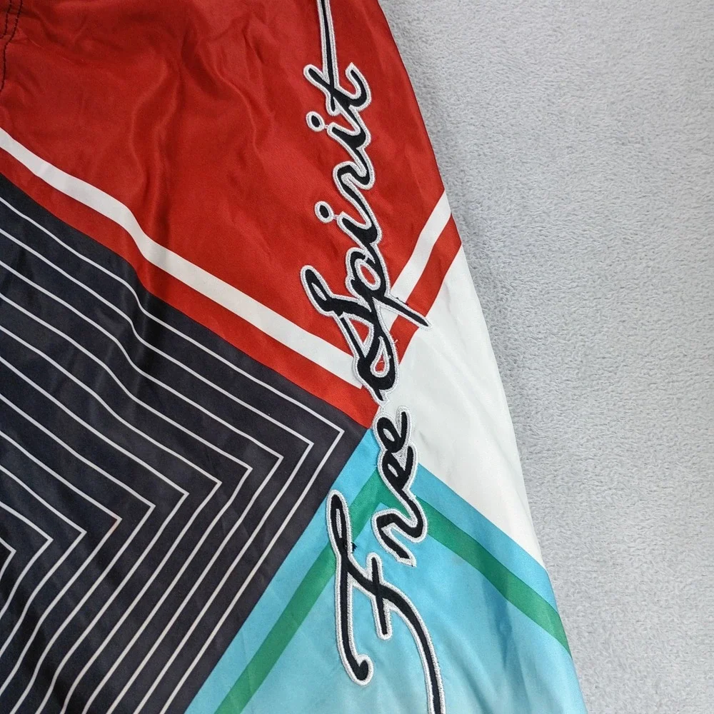 Hollister Mens Board Shorts Red Black Geometric Free Spirit Large Surf Trunks
